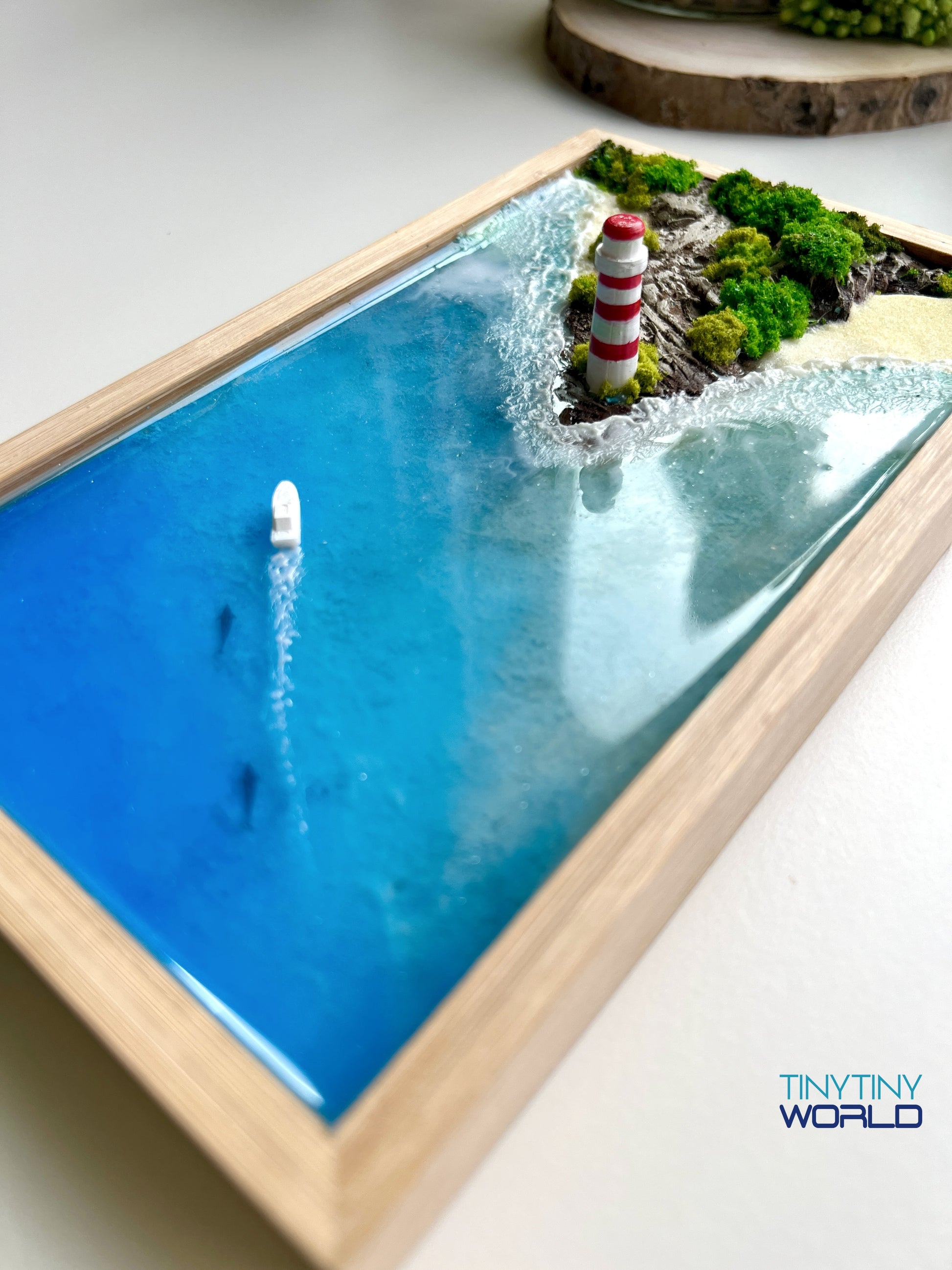 Custom Hand-made Epoxy Landscape Ocean Miniature Home Decor Memorial Gift