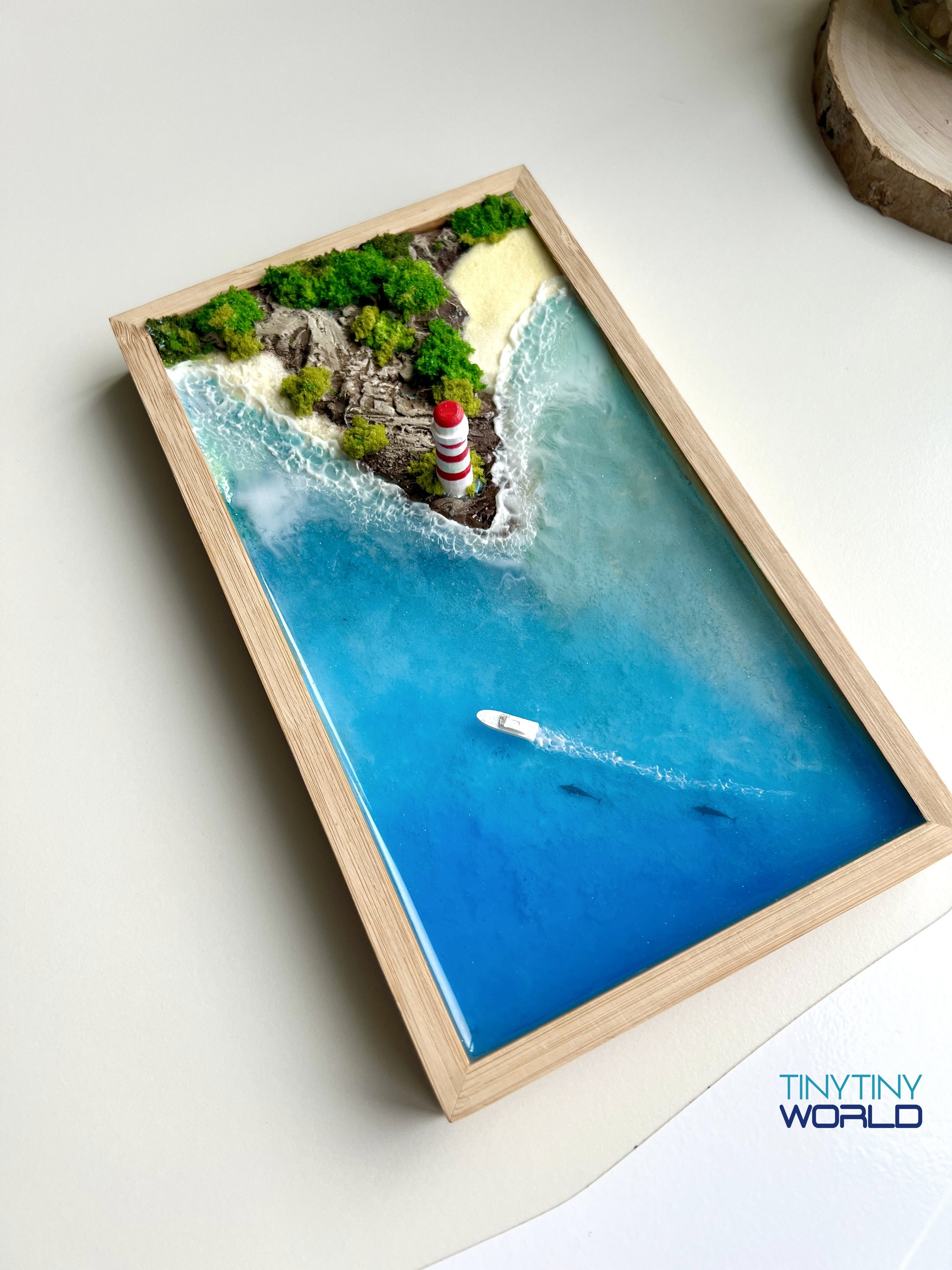 Custom Hand-made Epoxy Landscape Ocean Miniature Home Decor Memorial Gift
