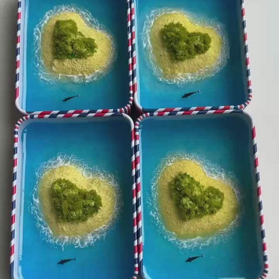 Heart Cake Island Miniature Epoxy Resin Art Hand-made Display Memorial Gift