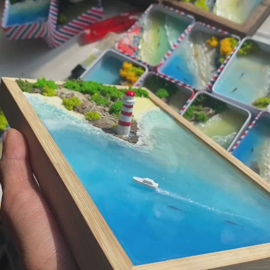 Custom Hand-made Epoxy Landscape Ocean Miniature Home Decor Valentines Gift