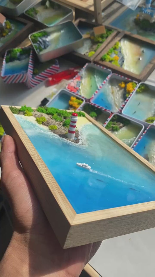 Custom Hand-made Epoxy Landscape Ocean Miniature Home Decor Valentines Gift
